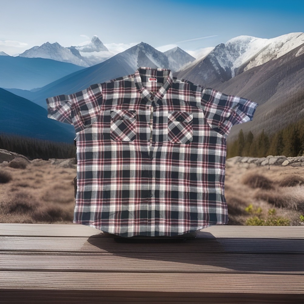 Wrangler,  Red And‎ Black Plaid Button Up Western 4X Shirt